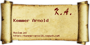 Kemmer Arnold névjegykártya